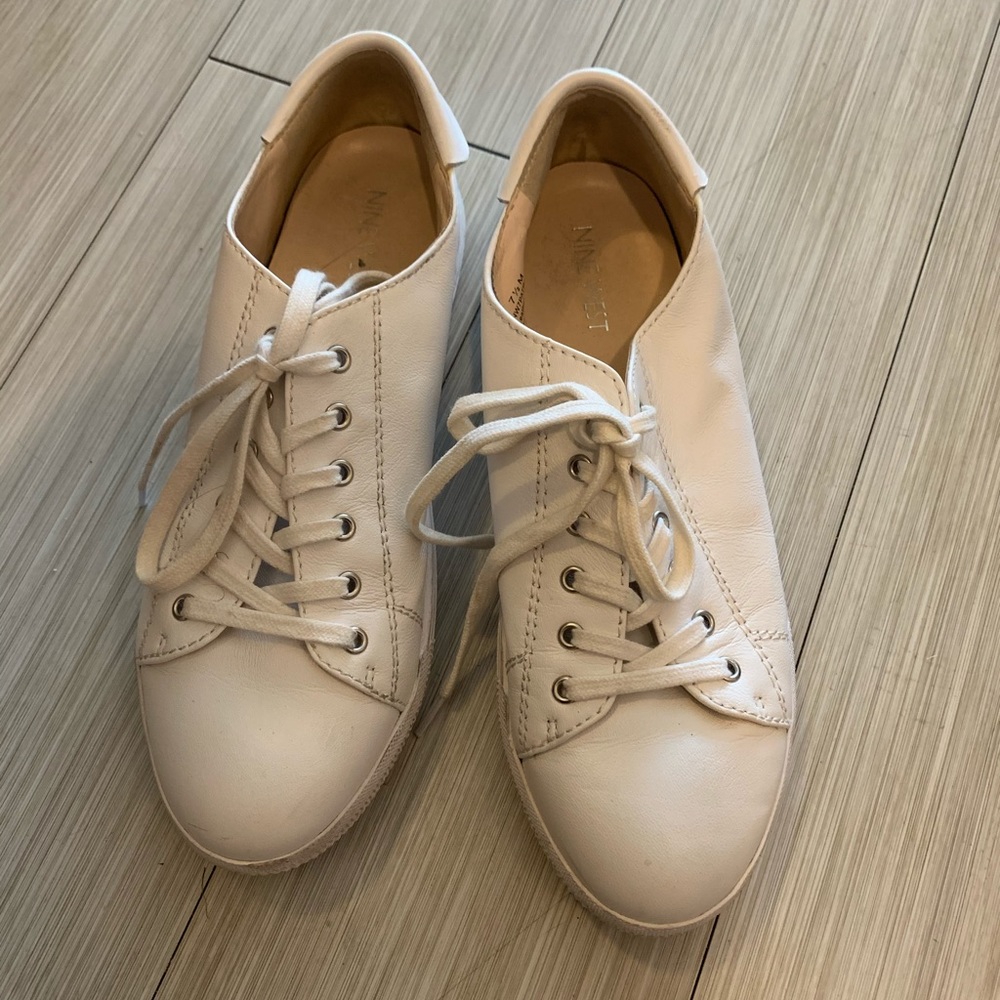 Nine West white leather sneakers